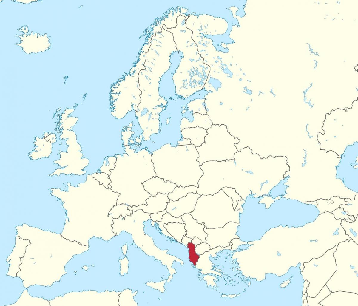 карта Албаніі на еўрапейскіх