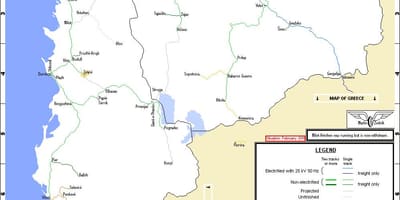 Албанскія жалезныя дарогі карта