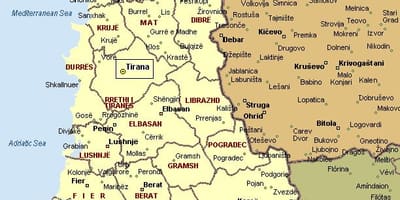 Карта албанскага ўзбярэжжа