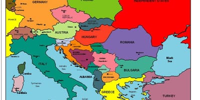 На карце Еўропы Албанія