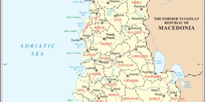 Карта Албаніі з гарадамі