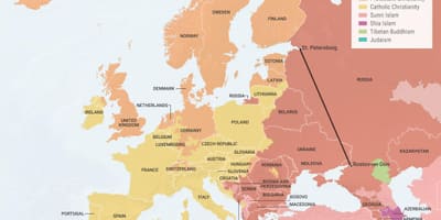Карта Албанія рэлігія