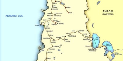 Карта Албаніі цягнік